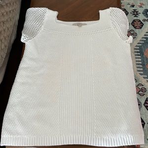 Loft short sleeve cap white knit shirt